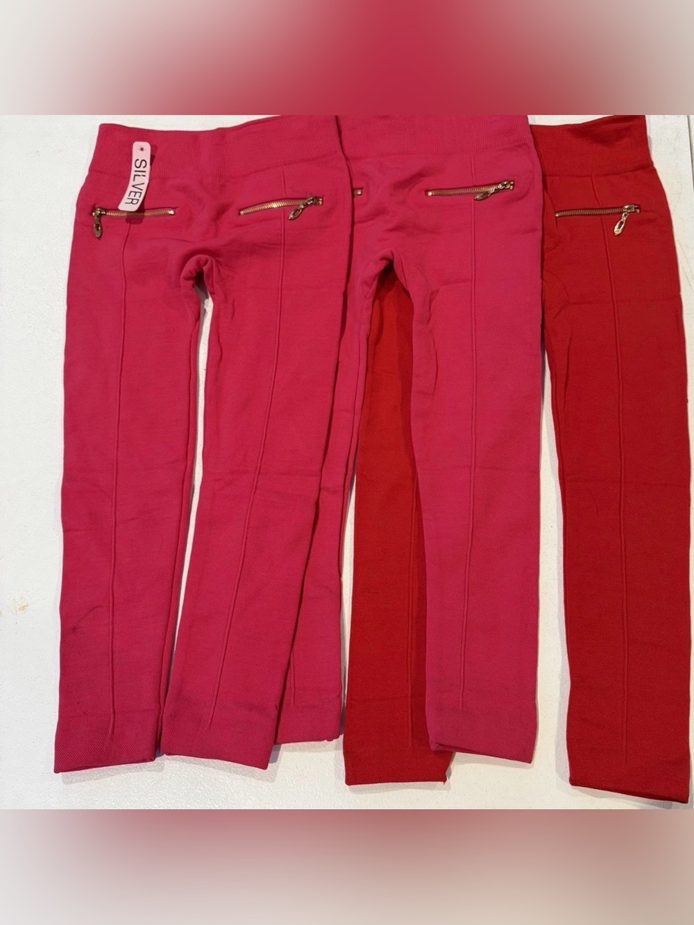 Silver Leggings Girls Size Small/Medium Pink And Red Lot Of 3 NW
